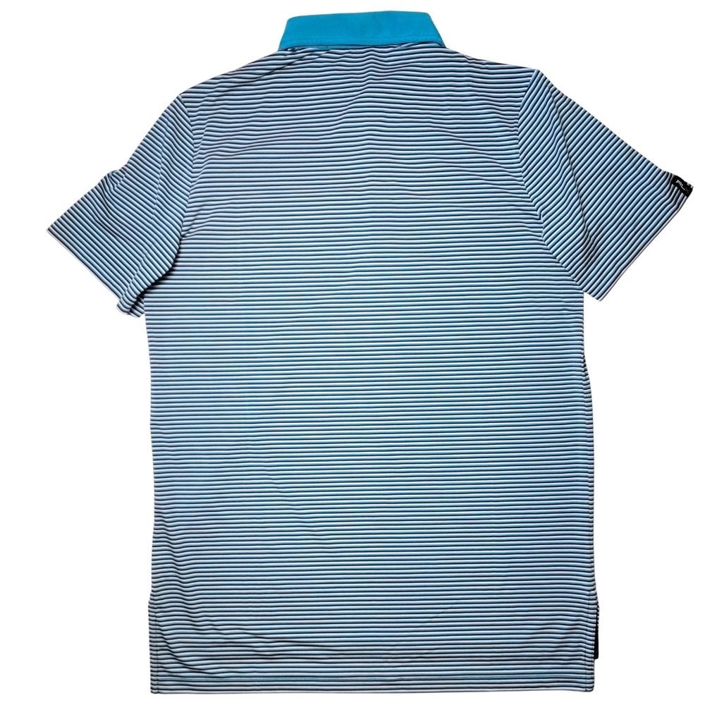 RLX Ralph Lauren Performance Panther Blue Striped Polo Golf Shirt M - Picture 3 of 9